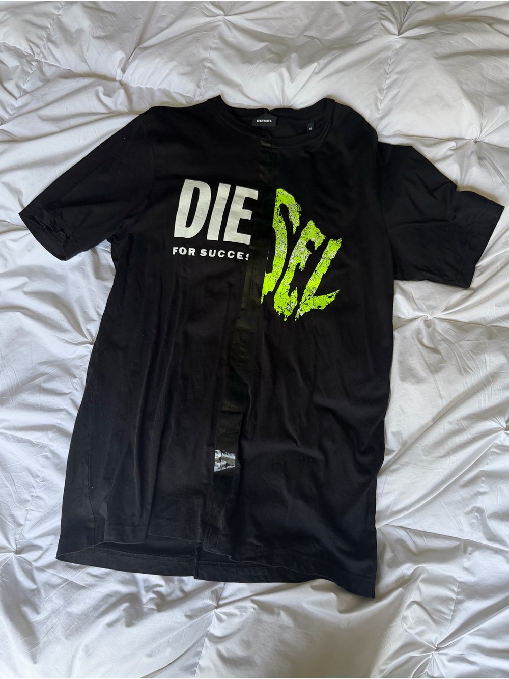 Diesel Black Tee with Neon Green Graphic